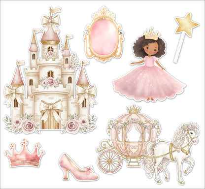 Pink Princess Cake Charms: UV Printed Acrylic Toppers, Reusable Keepsakes
