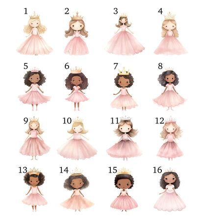 Pink Princess Cake Charms: UV Printed Acrylic Toppers, Reusable Keepsakes