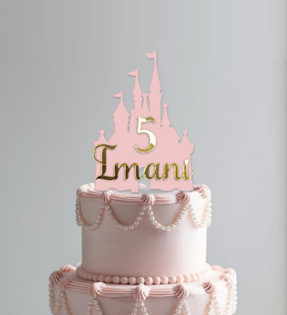 Princess Castle with name and age, cake charm or topper. Various Colours, fonts & Sizes