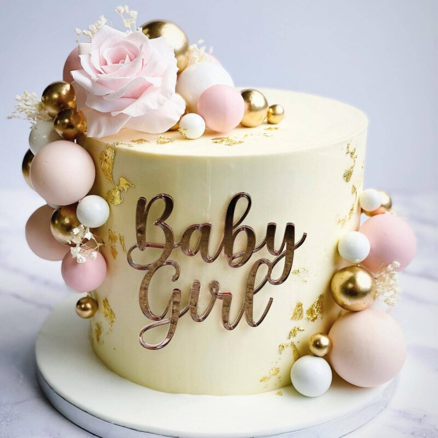 Acrylic Baby Boy/Girl Cake Topper or Charm. Various Fonts, Colours & Sizes