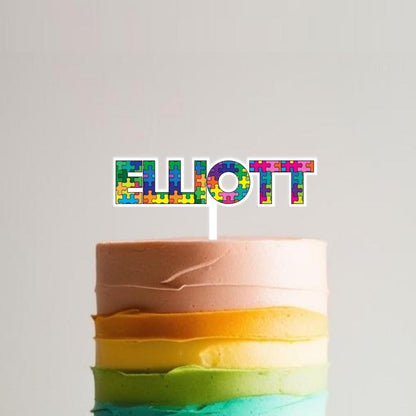 Jigsaw theme 'any name' printed cake topper or charm