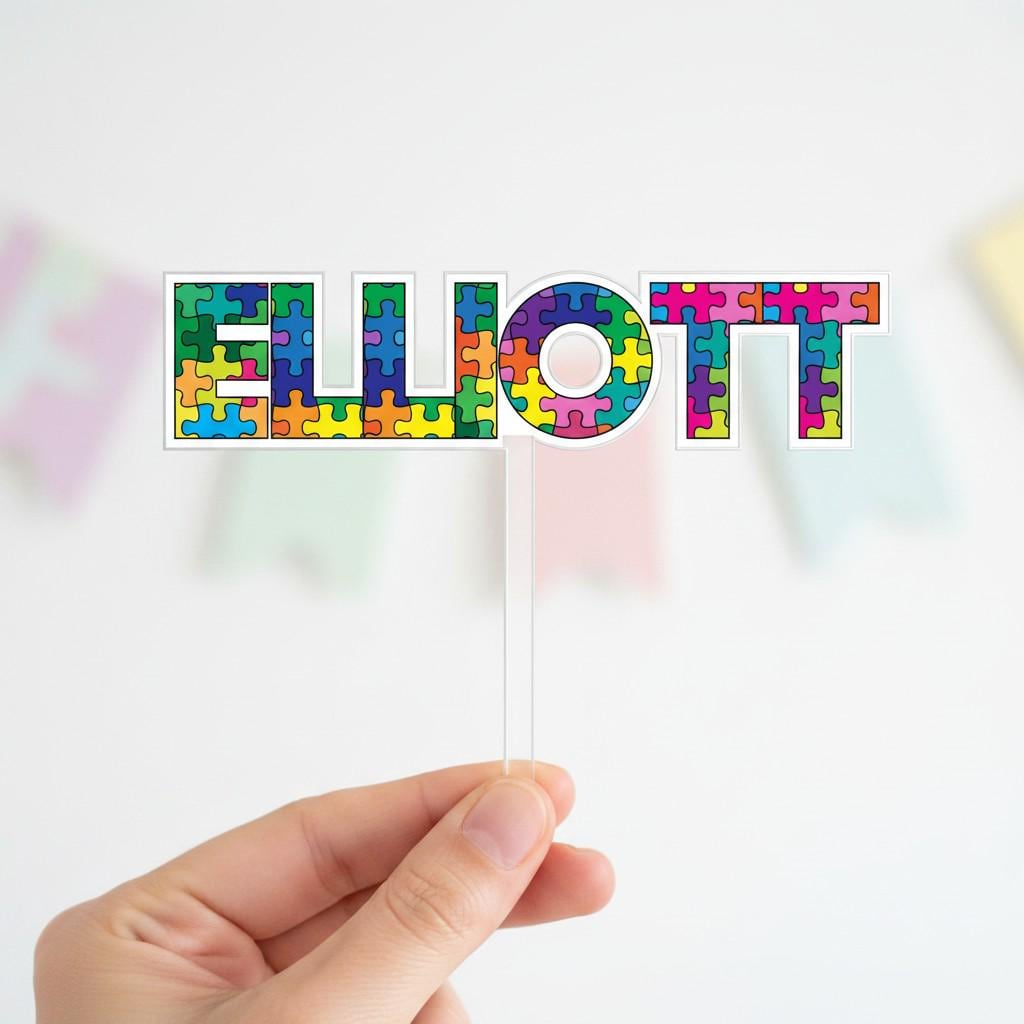 Jigsaw theme 'any name' printed cake topper or charm