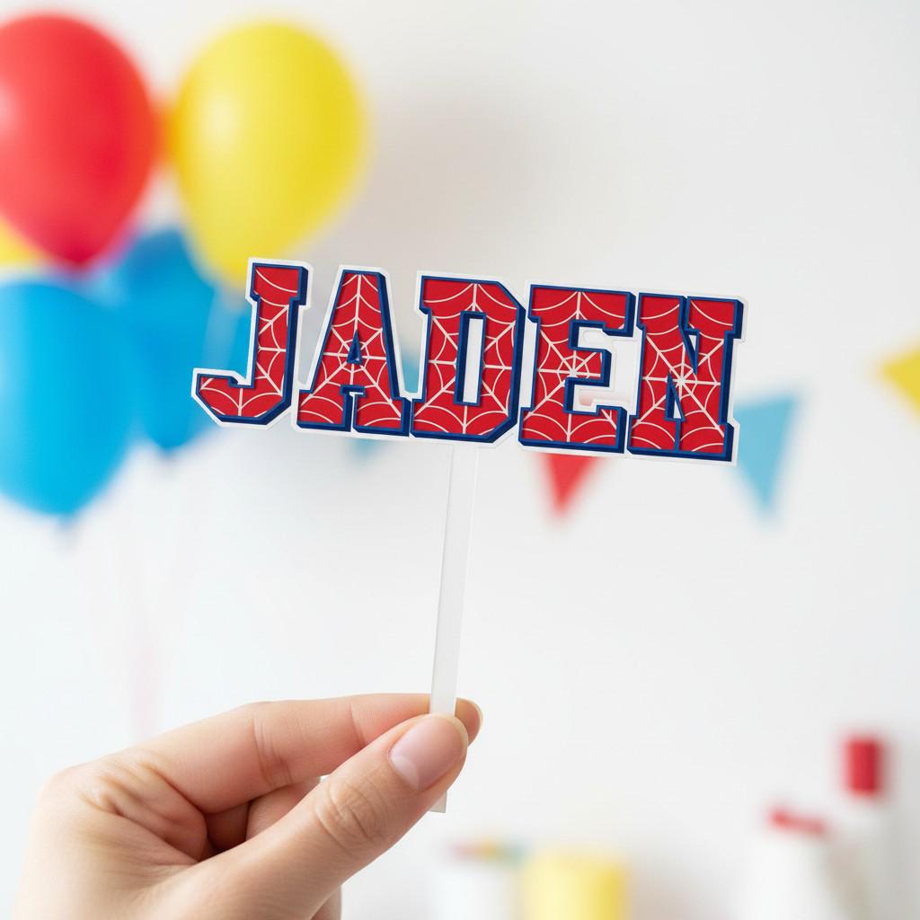 Spider theme 'any name' printed cake topper or charm