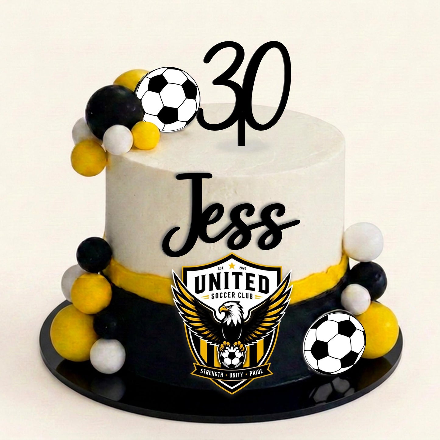 Football Theme Personalised Cake Charm/Topper Set