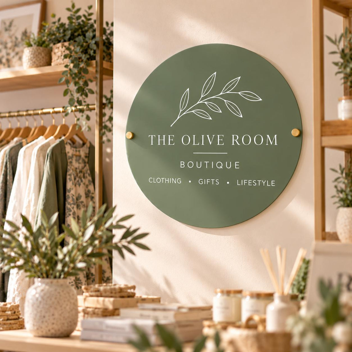 Custom Acrylic Business Sign | Personalised Logo | UV Printed | Round Shop Salon Plaque