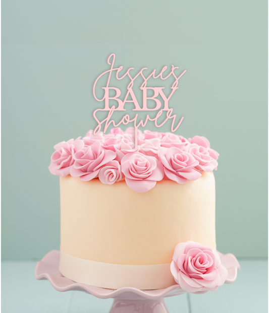Acrylic 'name's' Baby Shower Cake Topper or Charm. Various Fonts, Colours & Sizes