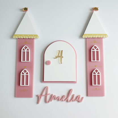 Magical Fairy Princess Castle Theme Cake Charm Set. Personalised