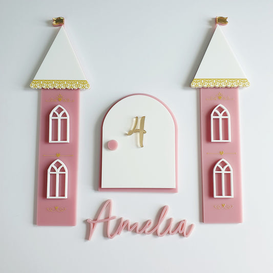 Magical Fairy Princess Castle Theme Cake Charm Set. Personalised