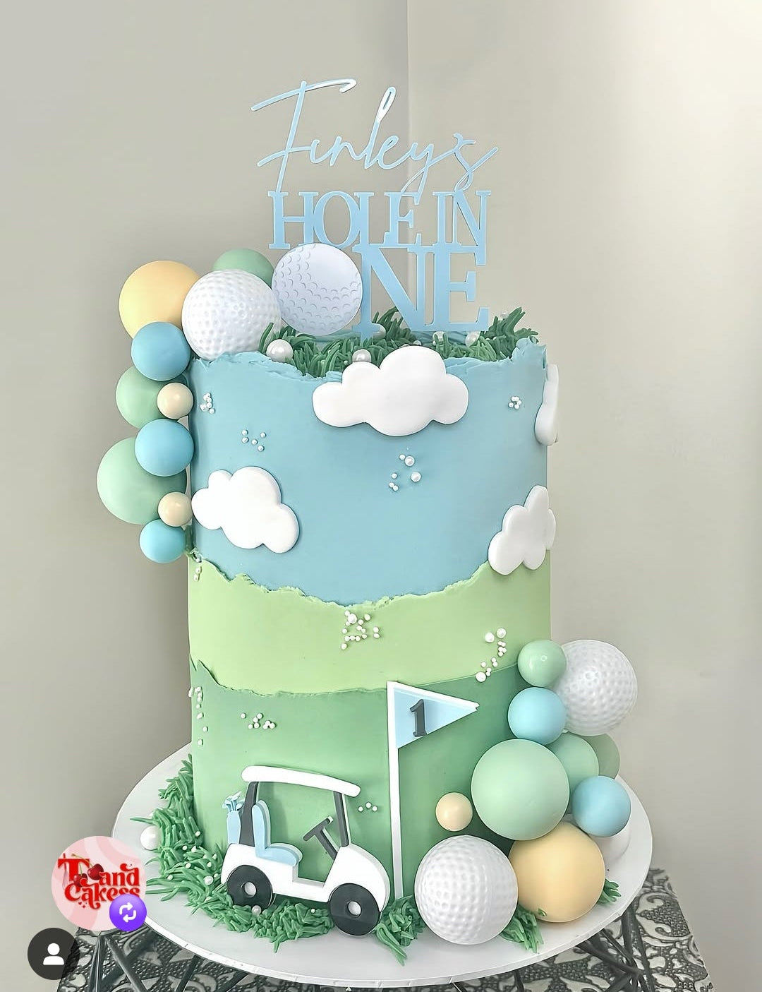 Double Layer Golf themed Charm/Topper Set. Various Size & Colour Options.
