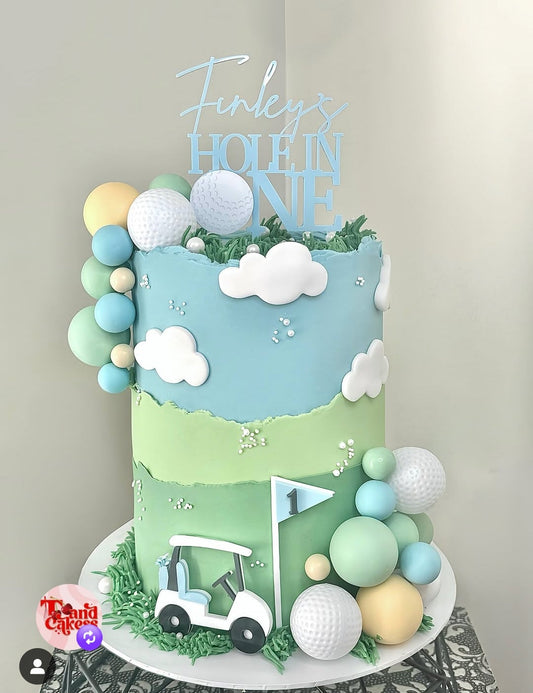 Double Layer Golf themed Charm/Topper Set. Various Size & Colour Options.