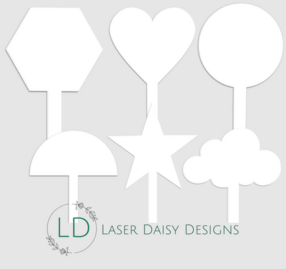 3mm Blank Clear Frosted Cake Toppers, Clear Acrylic. Various Sizes & Quantities.